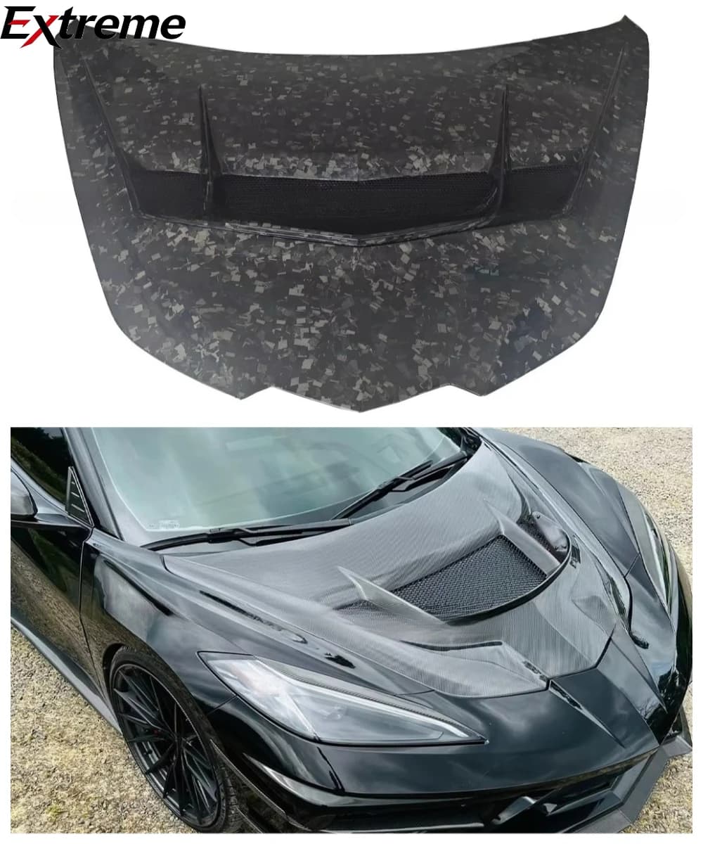 Wholesale Forged Carbon Fiber ZR1 Style Hood Fit for 2020+ Corvette C8 Z51 Z06 Front Hood High Quality