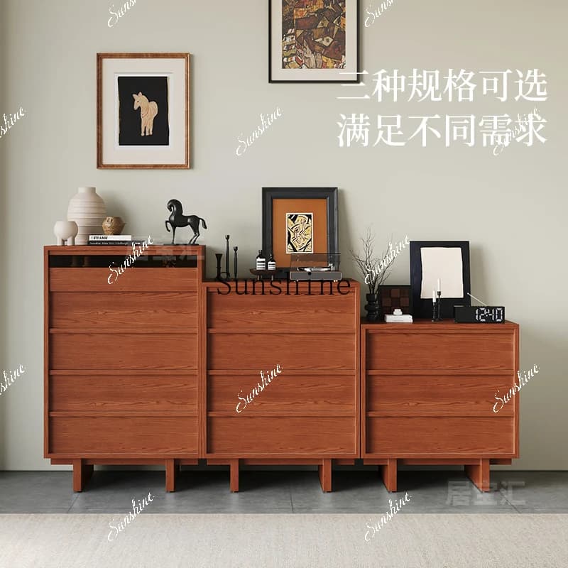 Retro style solid wood against the wall floor simple household entrance living room sofa side cabinet  FT