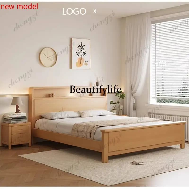 M138 Accessories Double Bed Mattresses Frame Wooden Loft Double Bed Headboards Freeshippings Letto Matrimoniale Furniture