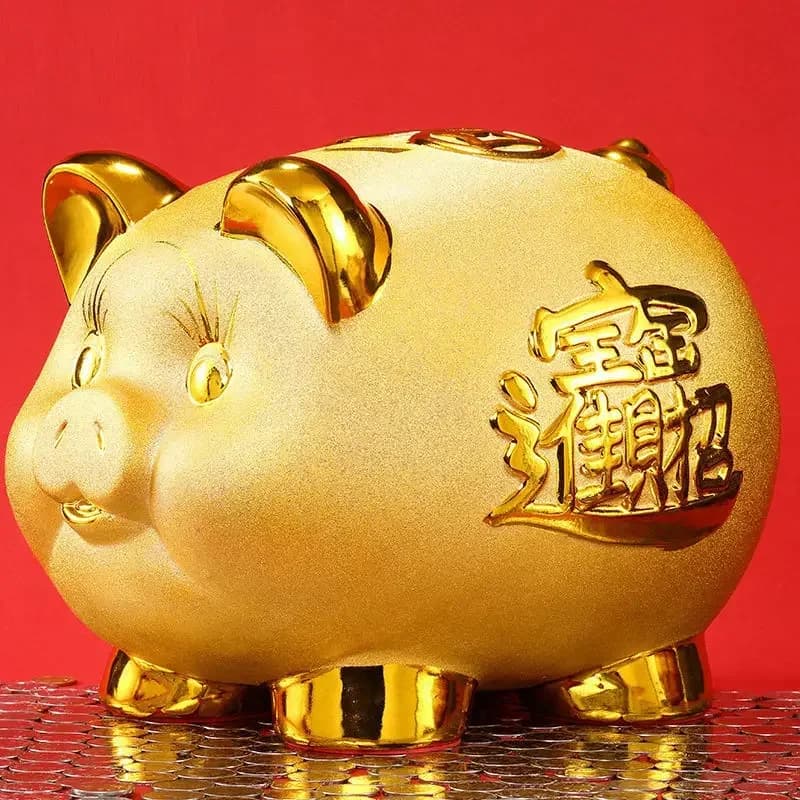 Creative Golden Pig Ceramic Piggy Bank 2023 New Kids Coin Bank Cute Cartoon Piggy Bank Gift Craft Money Box Savings Home Decor