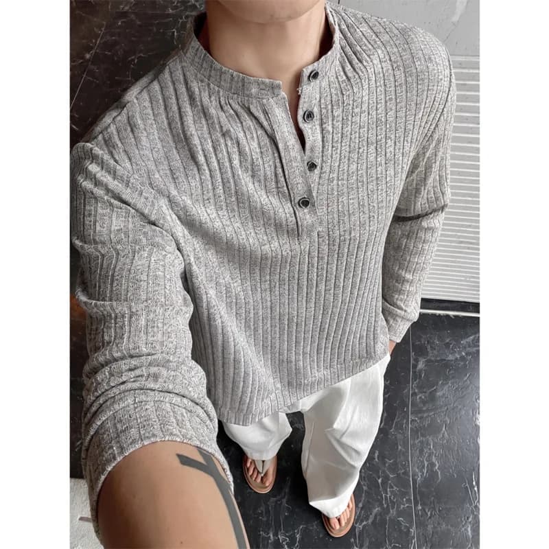 Autumn Long Sleeved T-shirt Men Slim Fit Fashion Casual Stripe T-shirt Men Streetwear Korean Round Neck T Shirt Mens Top