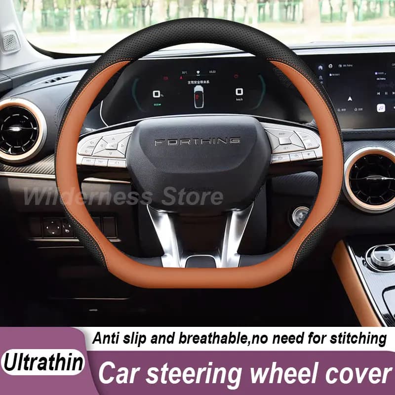 Leather Car Steering Wheel Cover For Forthing T5 EVO Friday EV V9 U-Tour 9 PHEV 2022 2023 2024 2025 2026 Interior Accessories