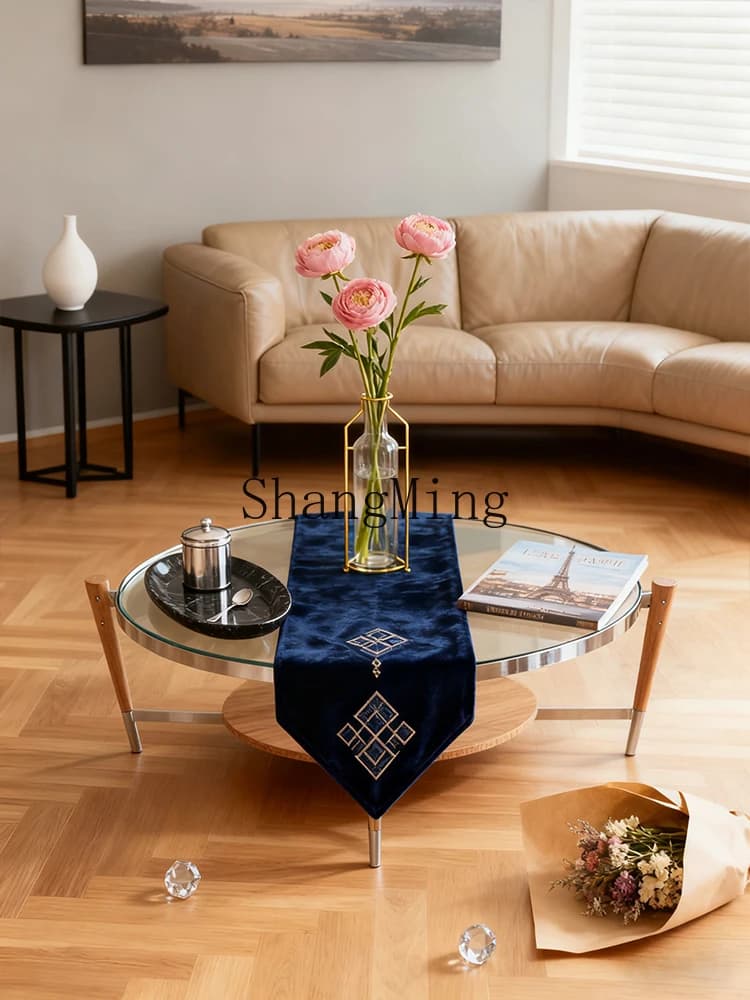 CL  oval living room household stainless steel glass office minimalist tea table