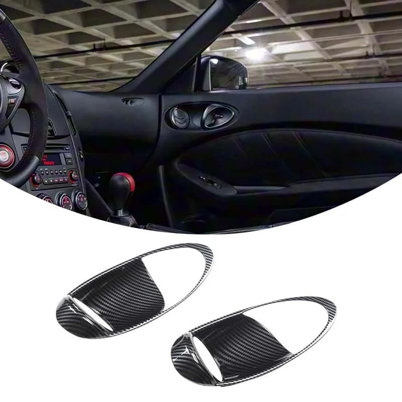ABS Carbon Fiber For Nissan 370Z 09-20 Car Inner Doors Handle Bowl Handle Decorative Frame Cover Interior Car Accessories