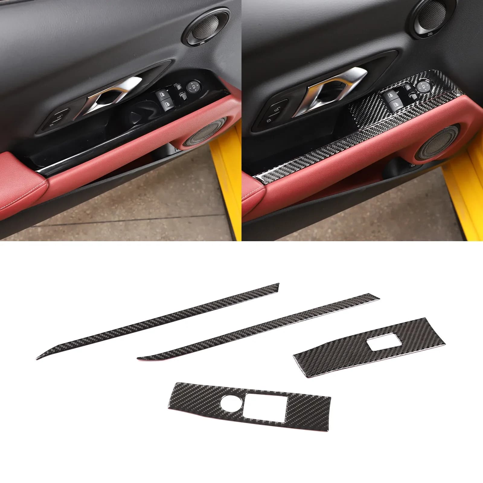 LHD RHD Carbon Fiber Car Door Window Switch Button Panel Trim Sticker For Toyota Supra GR A90 MK5 2019-2025 Car Accessories