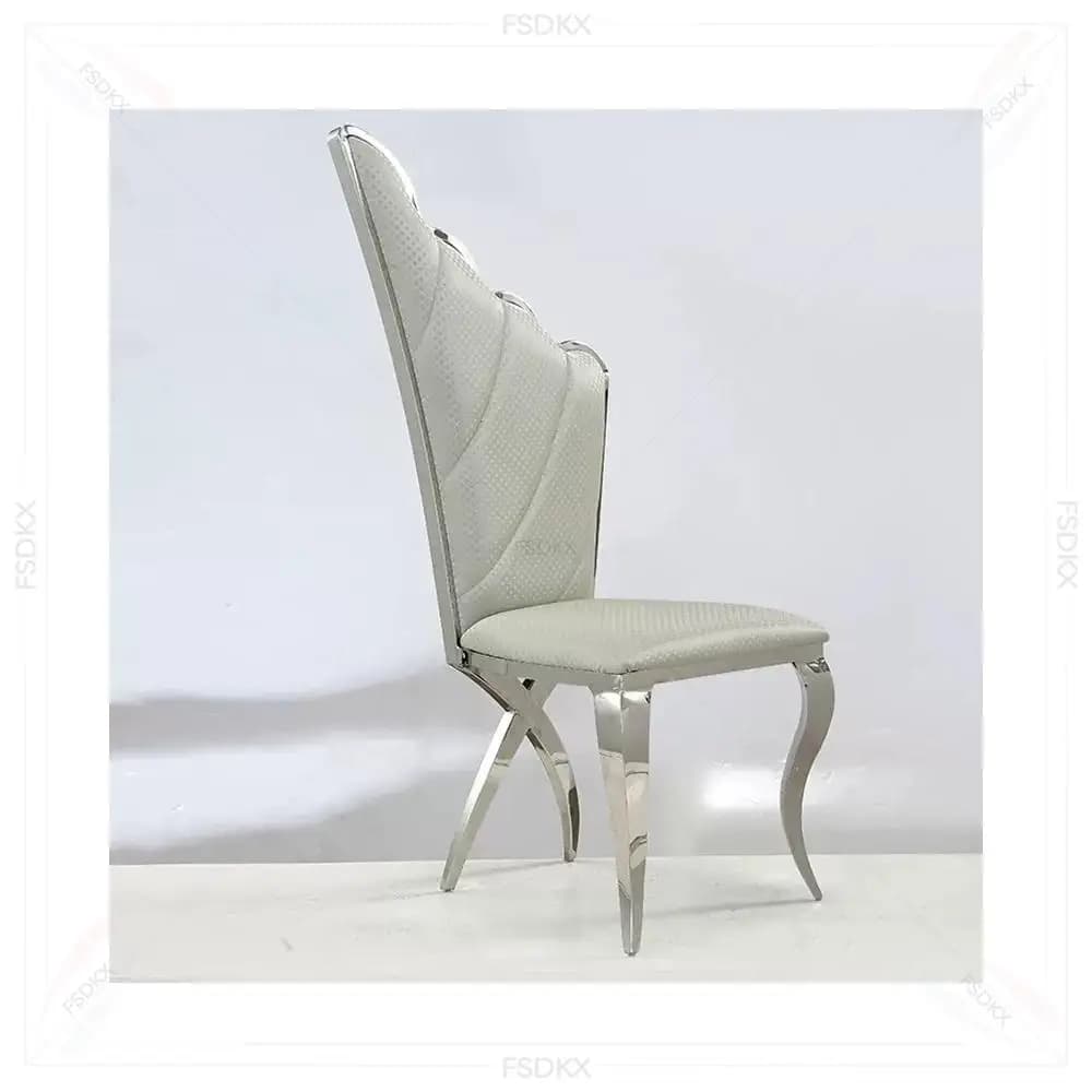 Modern Luxury Wing Back Leather Chair with Golden Metal Stainless Steel Frame for Weddings and Banquets Hotel Furniture