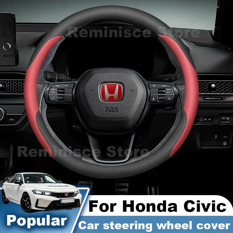 Nappa Leather Car Steering Wheel Cover For Honda Civic 11th Gen 10th Gen 2016-2027 Non Slip Steering Wheel Cover Accessories