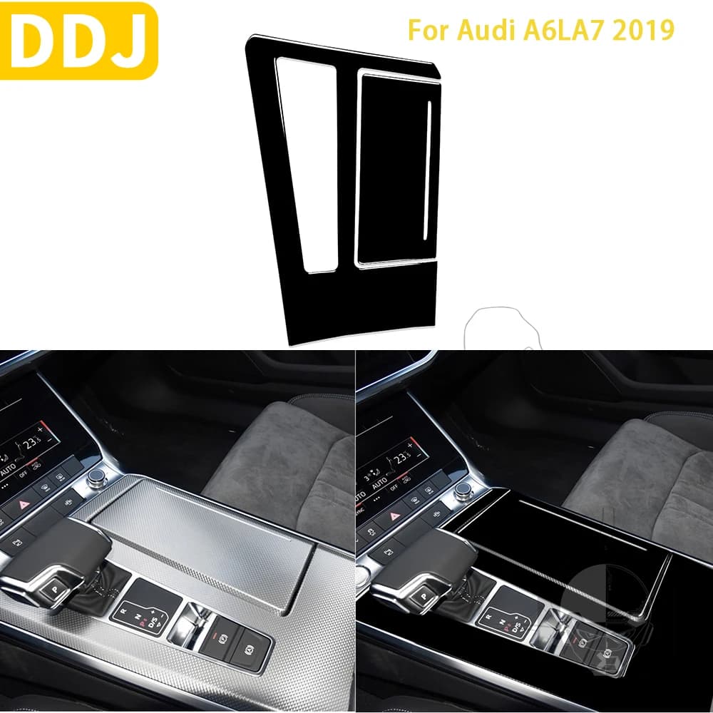 For Audi A6 LA7 2019 Car Accessories Piano Black Interior Auto Gear Panel Trim Sticker ABS Modification Decoration