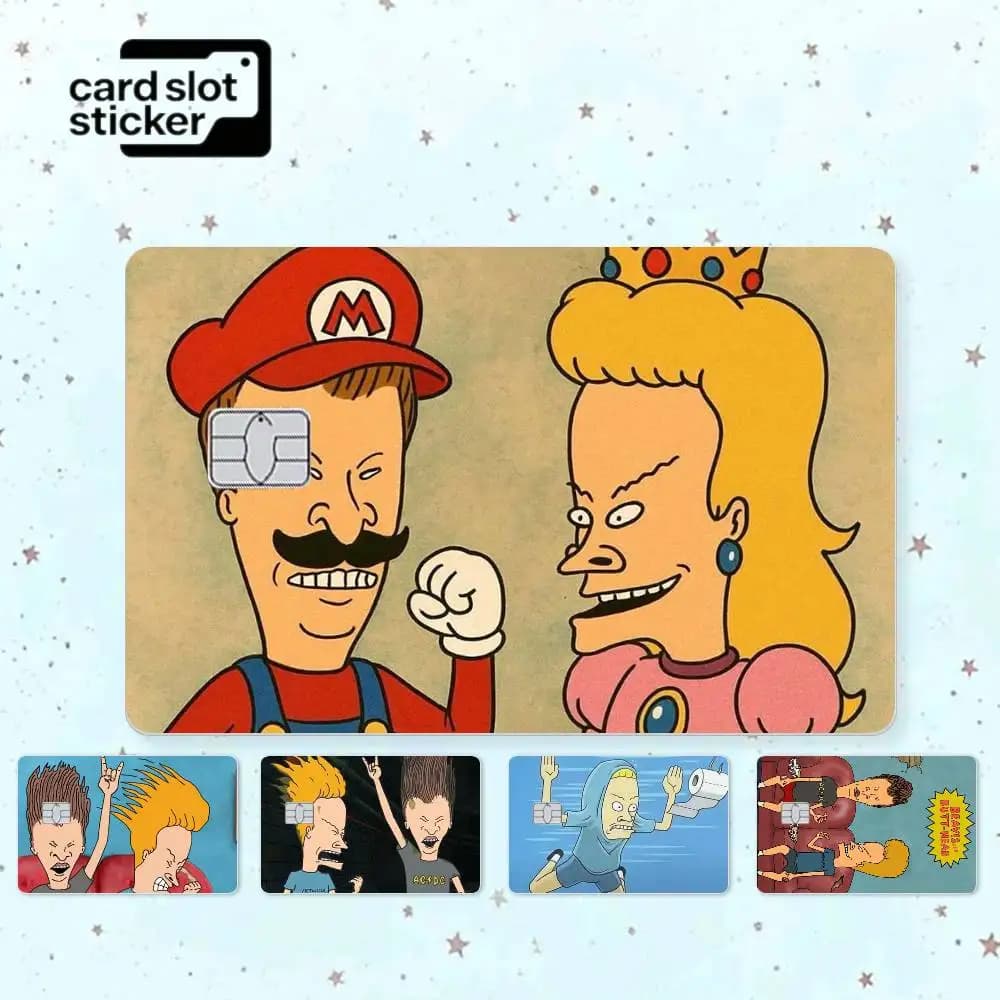 Cartoon Beavis and Butt-Head  Credit Card HD Stickers Small Chip Waterproof Sticker Game Card Decal Gift
