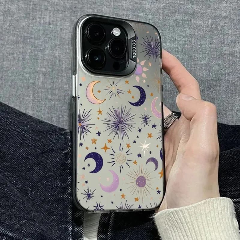 Sun Moon And Stars Romantic Phone Case For iPhone 17 Air 16 11 12 13 14 15 Pro Max 16 15 14 Plus 16E Shockproof Bumper Cover