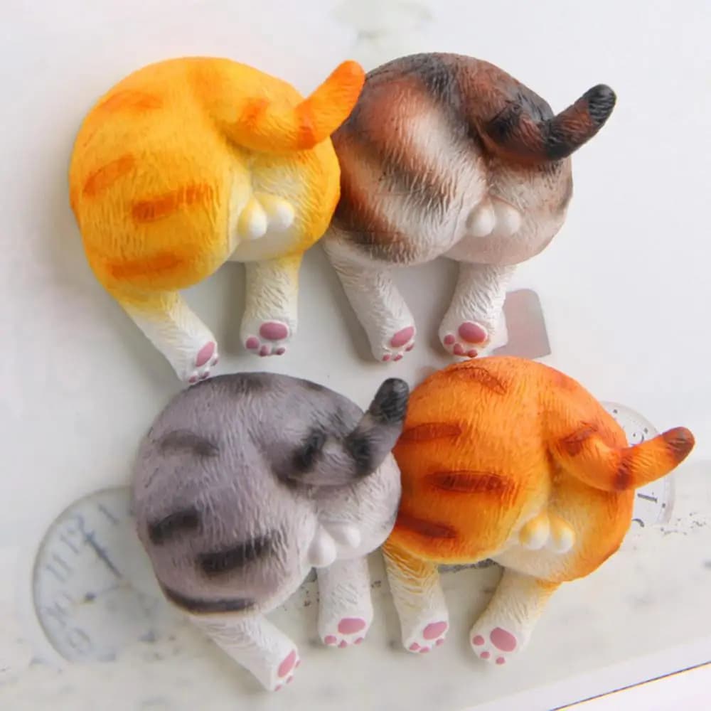 Cat Butt Magnetic Fridge Sticker Resin Office Home Fun Refrigerator Decor Gift