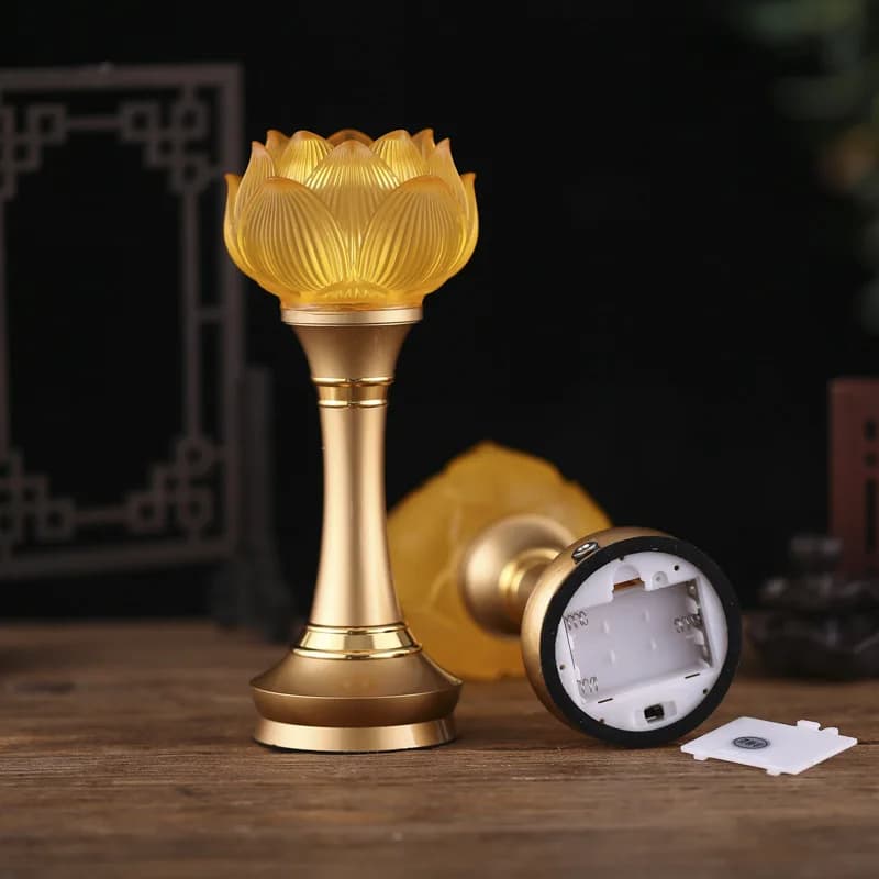 Lotus Lamp Buddha Supply Lamp LED Colorful Glazed Everlight Household Plug-in Battery Buddha Lamp