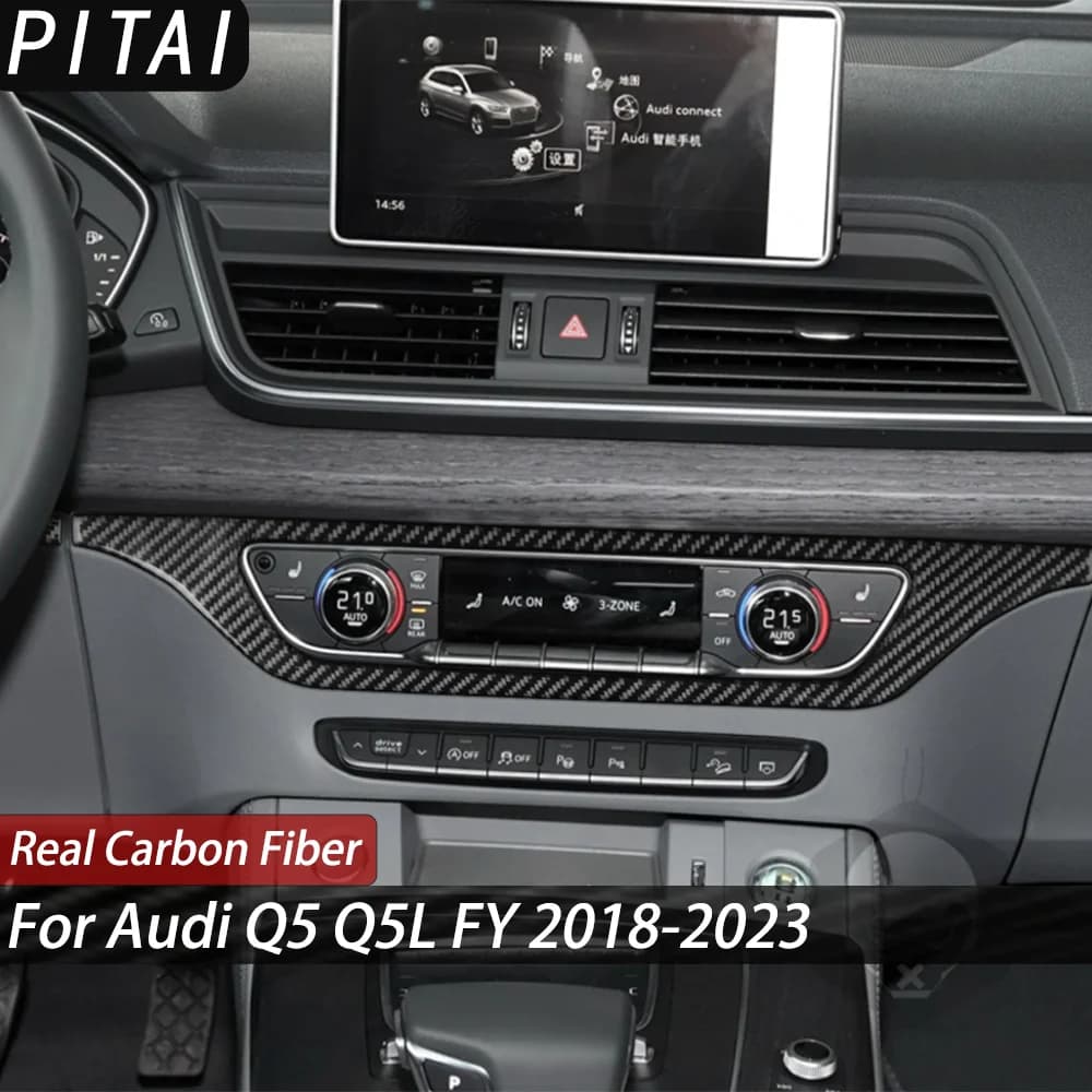 For Audi Q5 Q5L FY 2018-2023 Carbon Fiber Center Console CD Player Panel Trim Strips Car Interior Accessories Sticker
