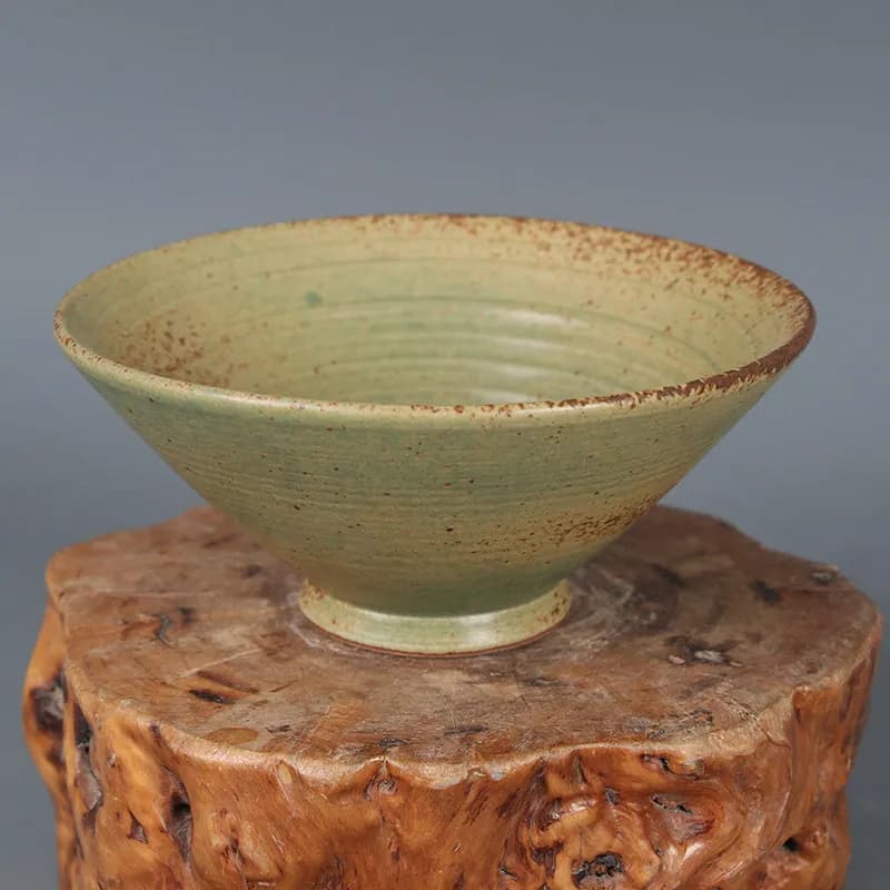 Traditional Chinese Song Jun kiln bamboo hat bowl antique porcelain home Chinese style decoration tea bowl retro crafts