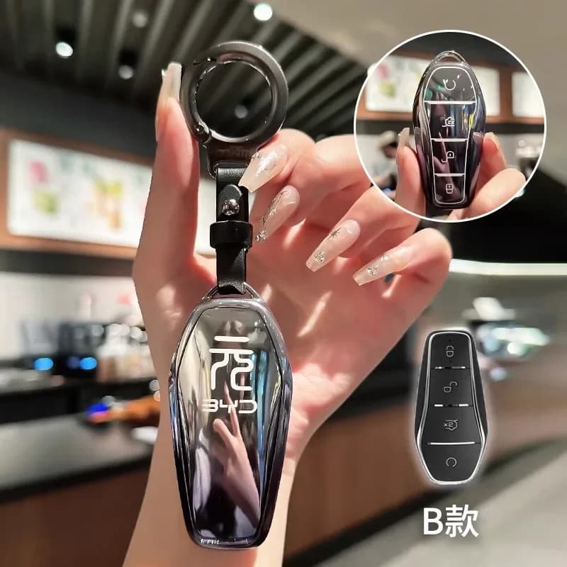 TPU Car Key Case Cover Holder Key Shell Buckle For BYD Yuan UP/Yuan PLUS/Yuan Pro Honor Edition 2024