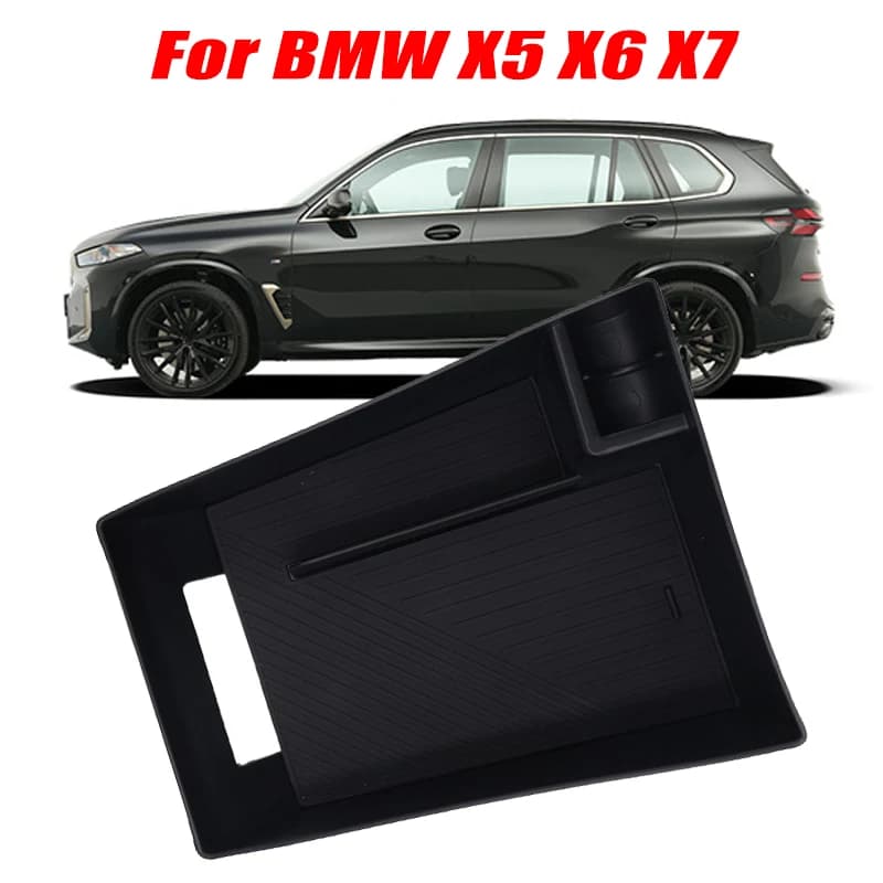 For BMW X5 X6 X7 Armrest Storage Box ABS Central Organozer Tray Stowing Tidying Car Accessories