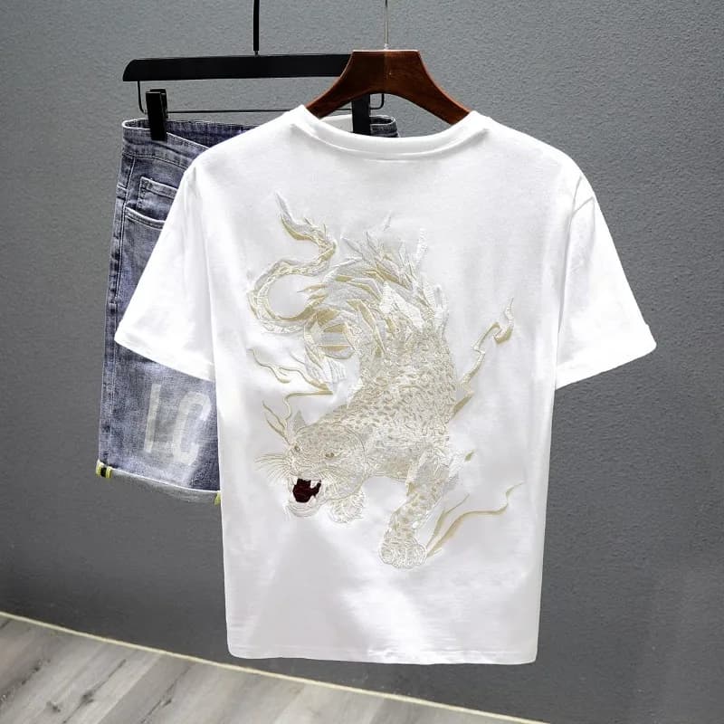 2025 New Summer Embroidered Short-sleeved T-shirt Men Clothing
