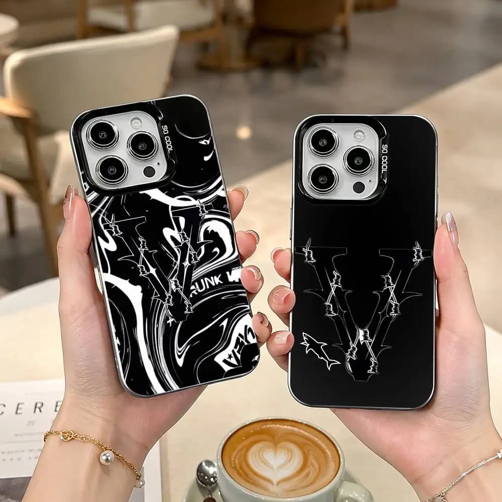 Fashion V-VRUNK logo  gift Phone Case For iPhone 17,16,15,14,13,12,11 Plus,Pro Max,XS,Colorful Silver Phone case Funda Cover