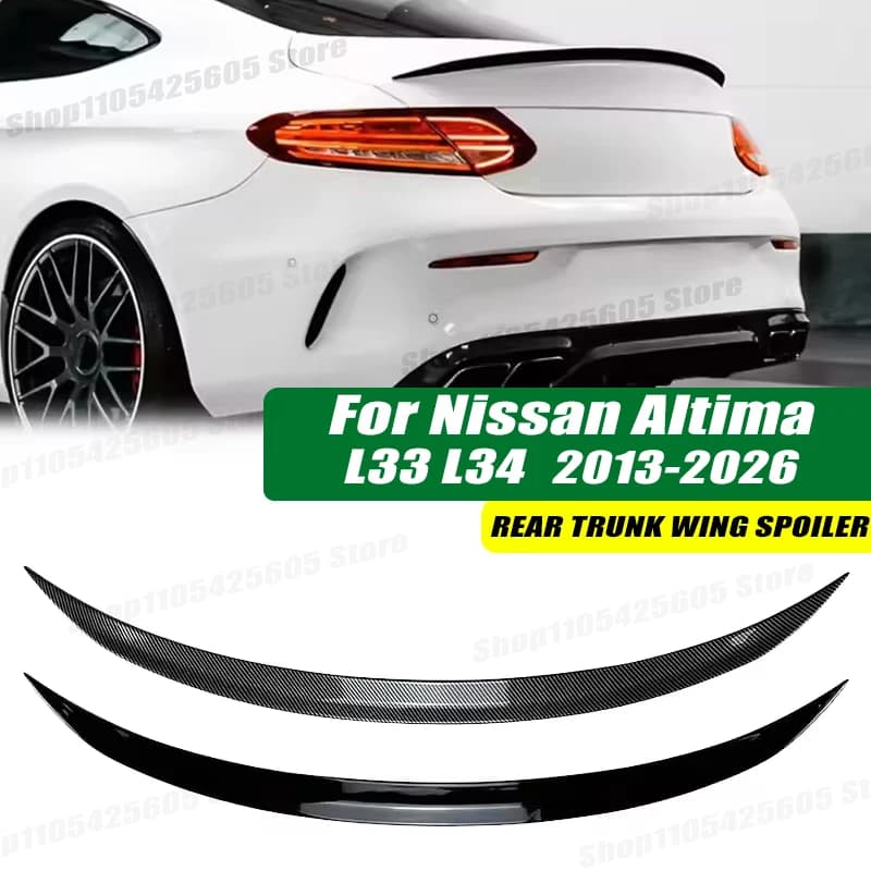120cm 5D Carbon Look Rear Boot Trunk Spoiler Lip Stick-On Decorative Rear Wing For Nissan Altima L33 L34 2013-2026 Model