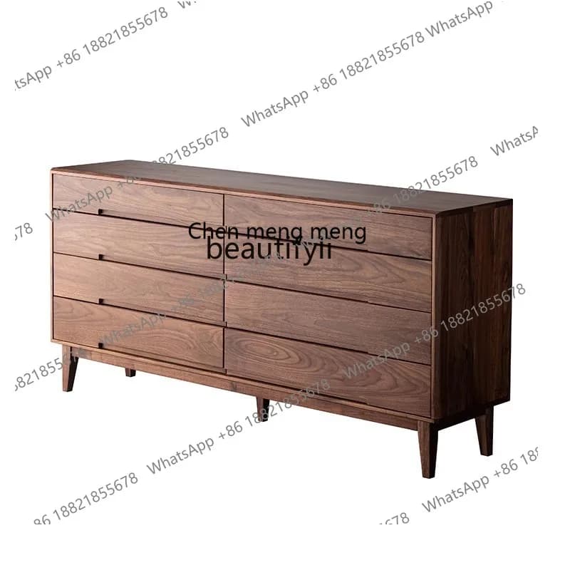 X Nordic solid wood chest cabinet North American black walnut log Japanese simple storage cabinet locker