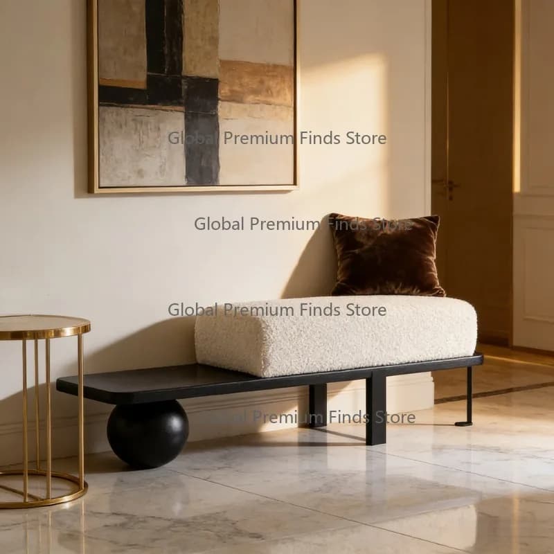 Nordic-Style Creative Shoe Bench Modern Minimalist White Entryway Stool for Living Room Home Use