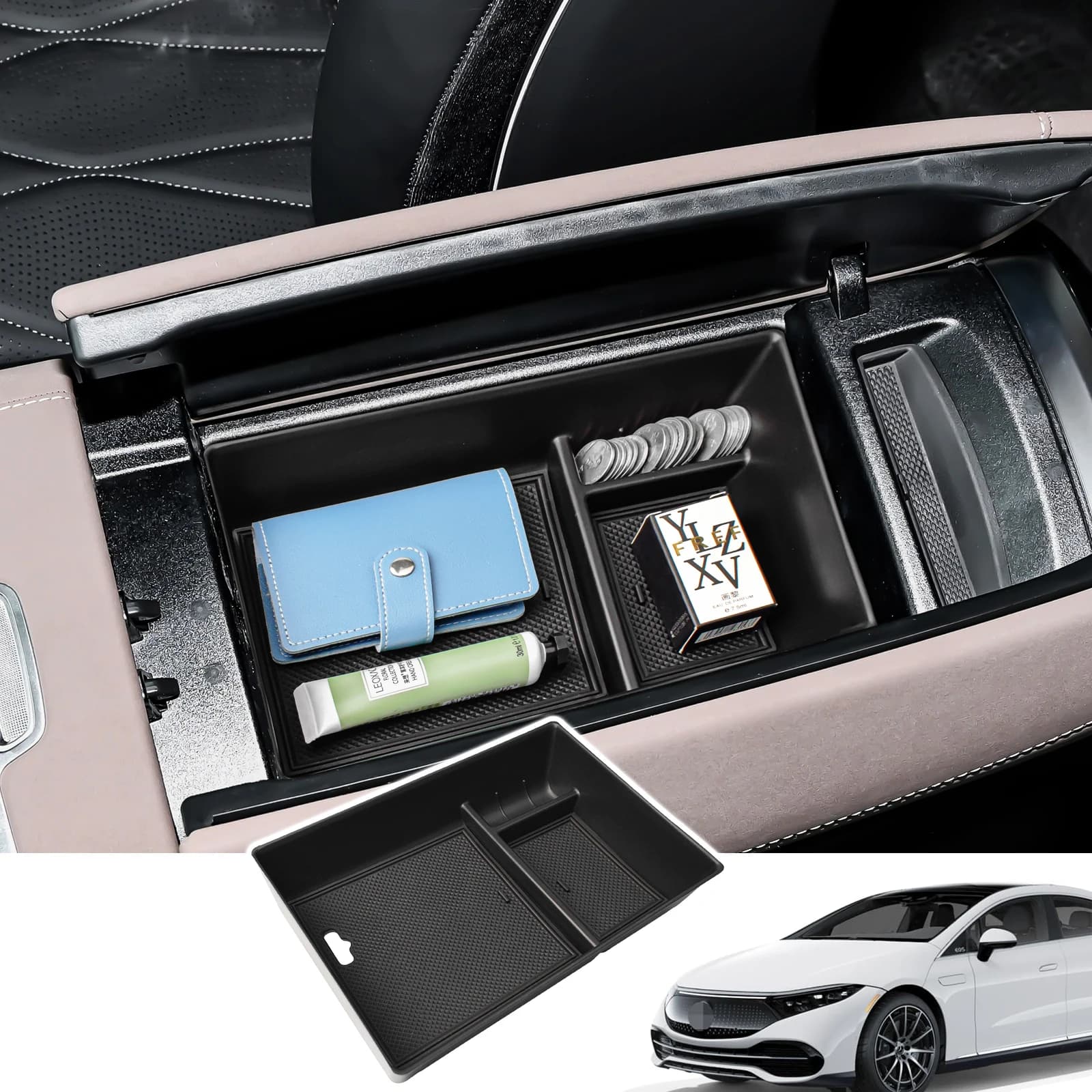 For 2023 2024 Mercedes Benz EQE 350 EQS 450+ 400 580 Center Console Organizer Armrest Box Storage Car Insert Storage Tray Box