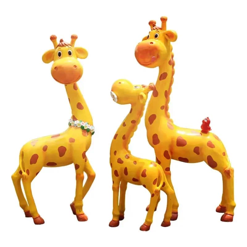 Cartoon giraffe sculpture FRP kindergarten shopping mall landscape animal ornament outdoor garden beauty decoration