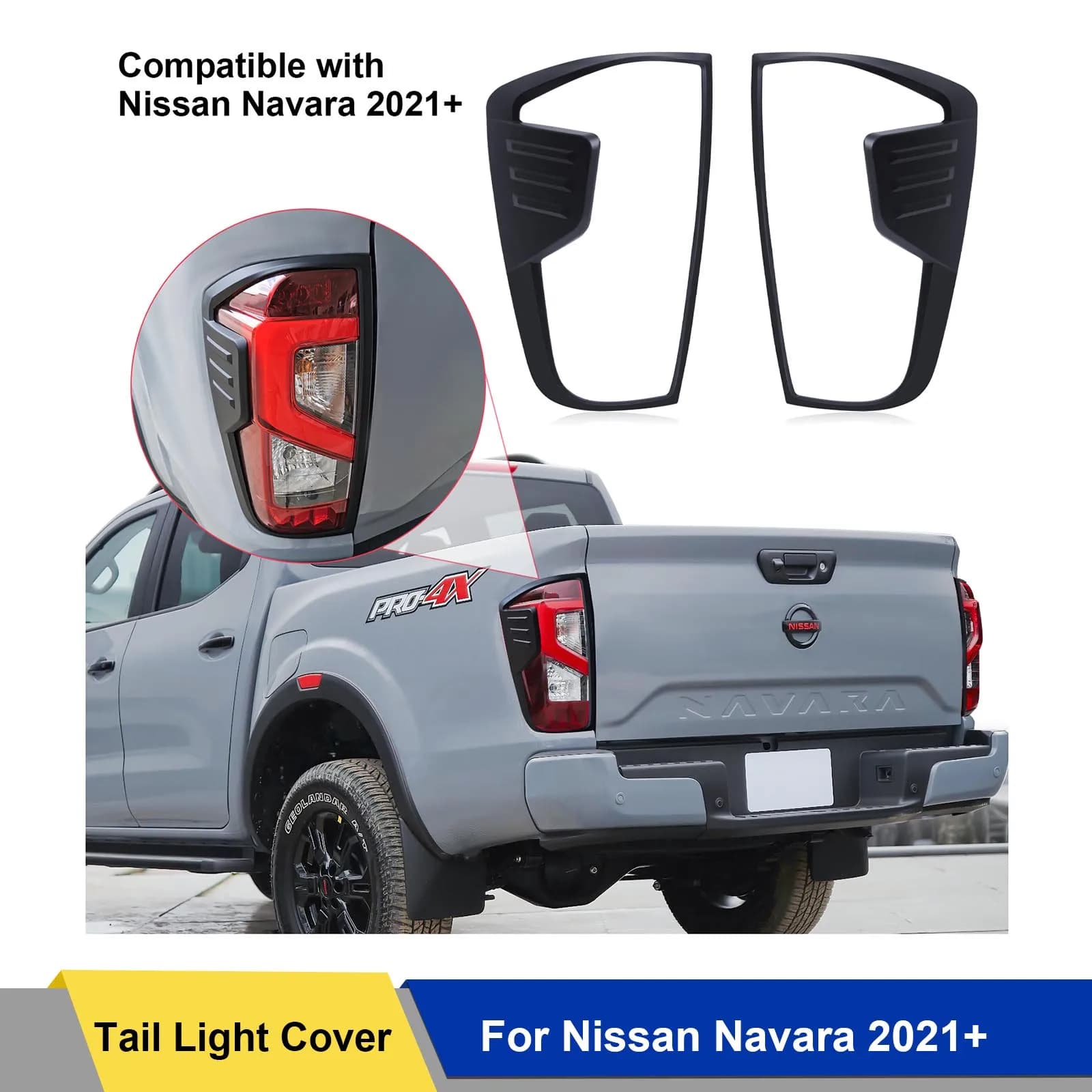 Matte Black 2Pcs Tail Lights Cover Trim For Nissan Navara NP300 D23 Frontier 2021 2022 2023 2024 2025 Exterior Rear Lamp Hoods