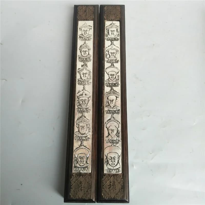 Miscellaneous Crafts Solid Wood Inlaid with White Copper Ruler Press Ruler Twelve Emperors Study Ruler Ornament
