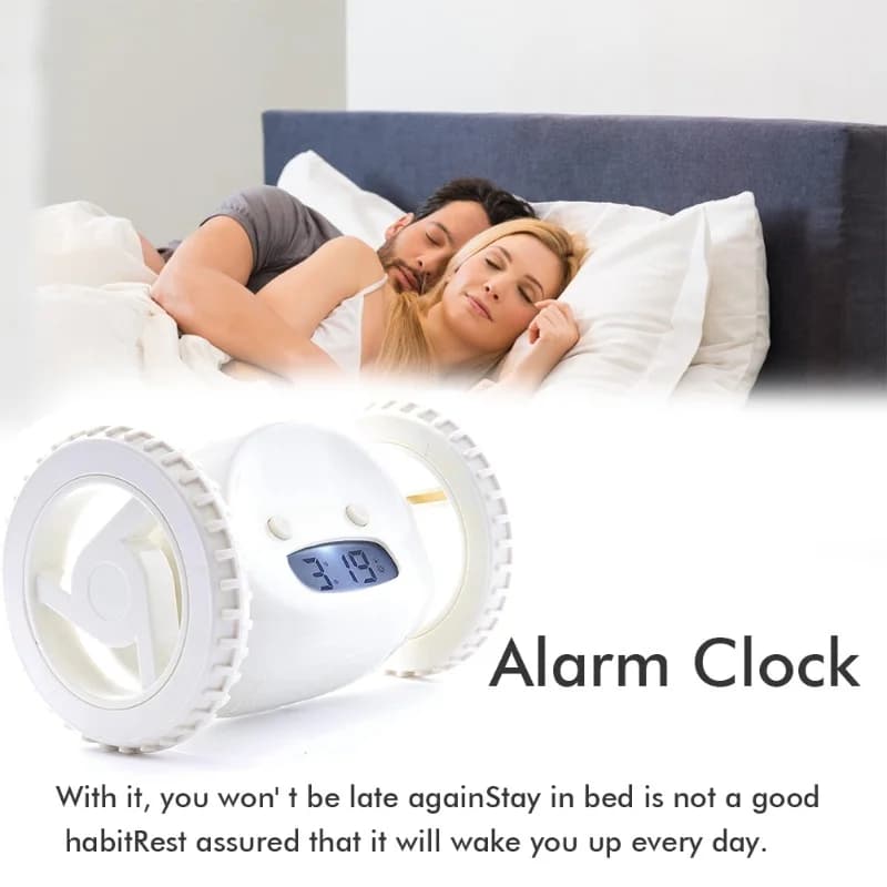 C9 Running Alarm Clock Alarm Clock On Wheels Extra For Heavy Sleeper Robot Clockie Rolling Moving Jumping For Adult Kid Bedroom
