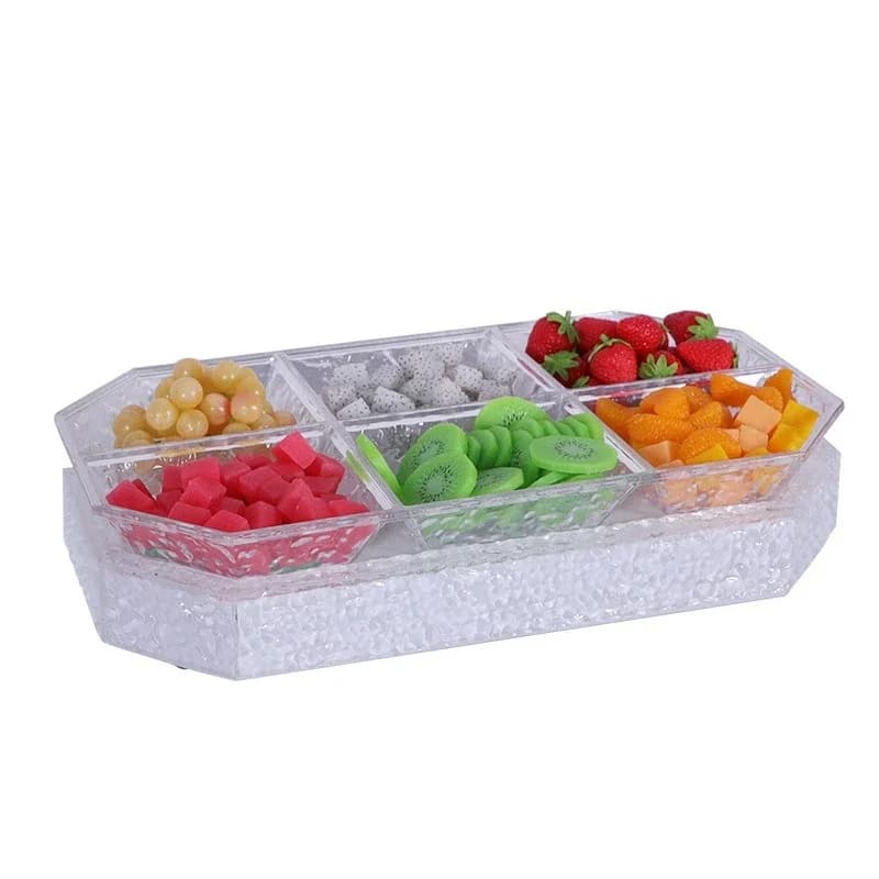 Bar luminous fruit plate KTV special led ice pattern frozen continuous plate four or six grid fruit clear bar snack