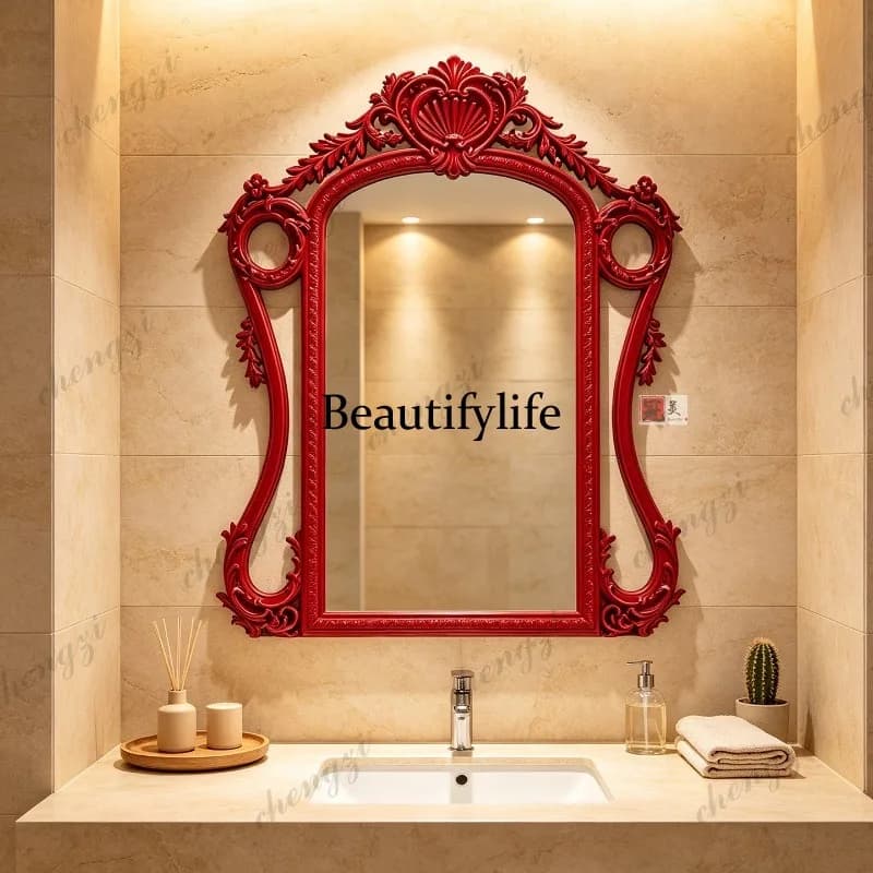 French bathroom mirror American desktop desktop vanity mirror retro wall-mounted decorative mirror