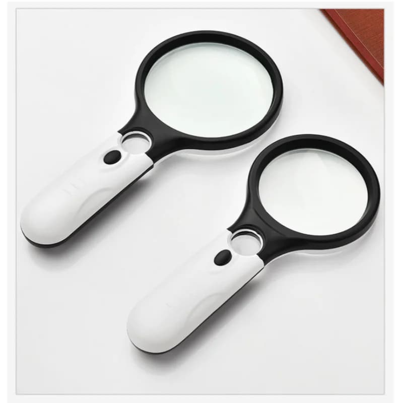 White Handheld 30X Magnifier 1 LED Light Portable Jewelers Loupe For Reading Jewelry Coin Stamp Watch Repair Inspection Tool