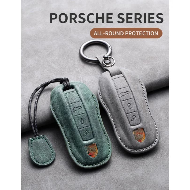 Leather Car Key Cover Case Shell Bag For Porsche Panamera Carman Macann Bobst Cayenne 911 981 991 970 996 Keychain Accessories