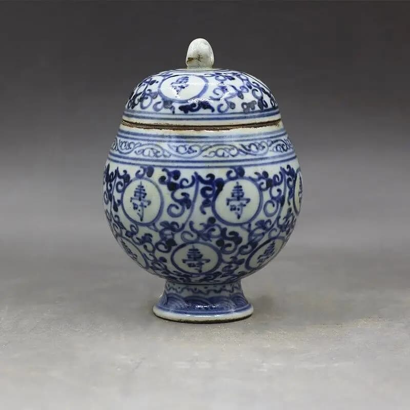 6.3" Collect Chinese Ming Blue White Porcelain Longevity Character Branch Pot