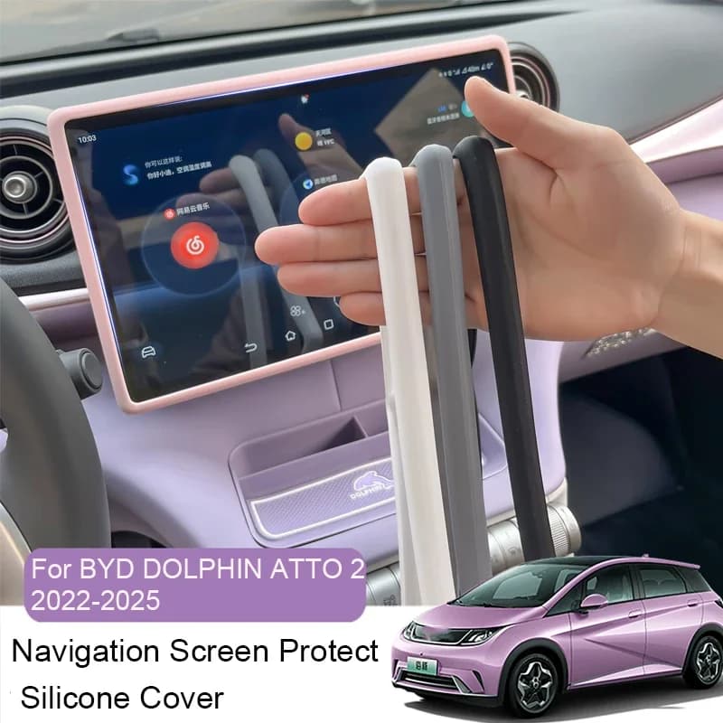 For BYD DOLPHIN ATTO 2 2022-2025 12.8" Car Navigation Screen Protective Silicone Cover Interior Mirror Cover Auto Accessory