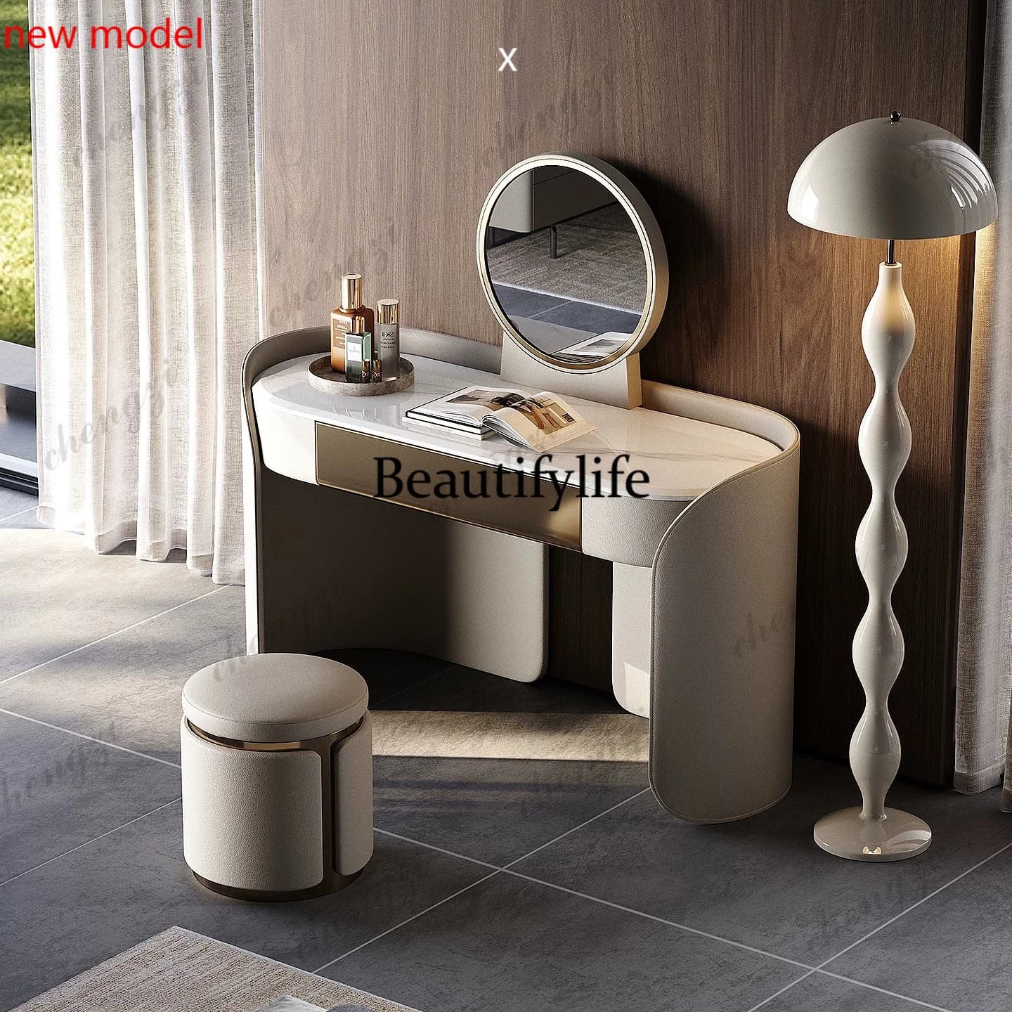 Italian light luxury high-end solid wood dressing table large flat high-end dressing tableN138