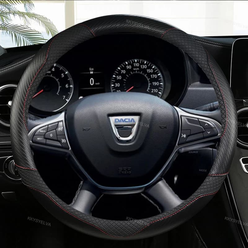 For Dacia Logan 1 2 3 I II III Car Steering Wheel Cover Microfiber Leather + Carbon Fiber Fashion Auto Accessories