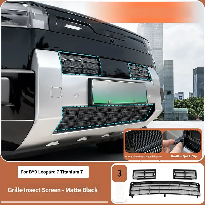 For BYD Leopard 7 Titanium 7 2025 2026 Car Styling Front Bumper Racing Grills Insect Screen Net Water Tank Proof Cover