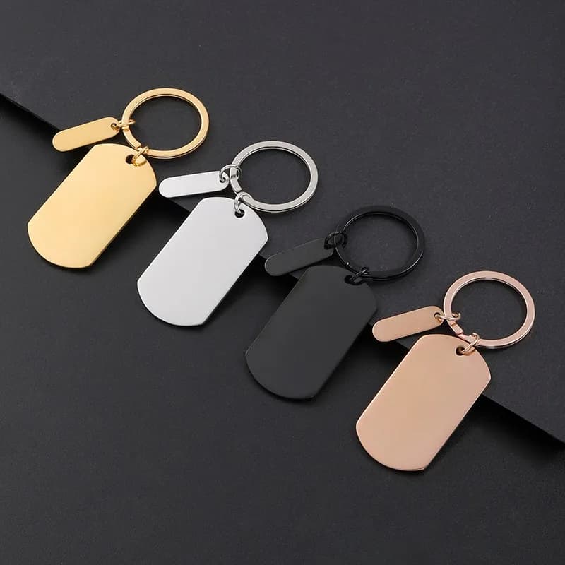 1PCS Stainless Steel Blank Rectangle ID Tag Keychain Charm Pendants For Necklaces Custom DIY Jewelry Making Key Rings