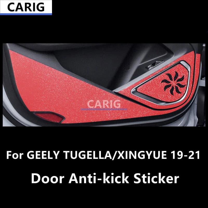 For GEELY TUGELLA/XINGYUE 19-21 Door Anti-kick Sticker Modified Carbon Fiber Pattern Interior Car Film Accessories Modification