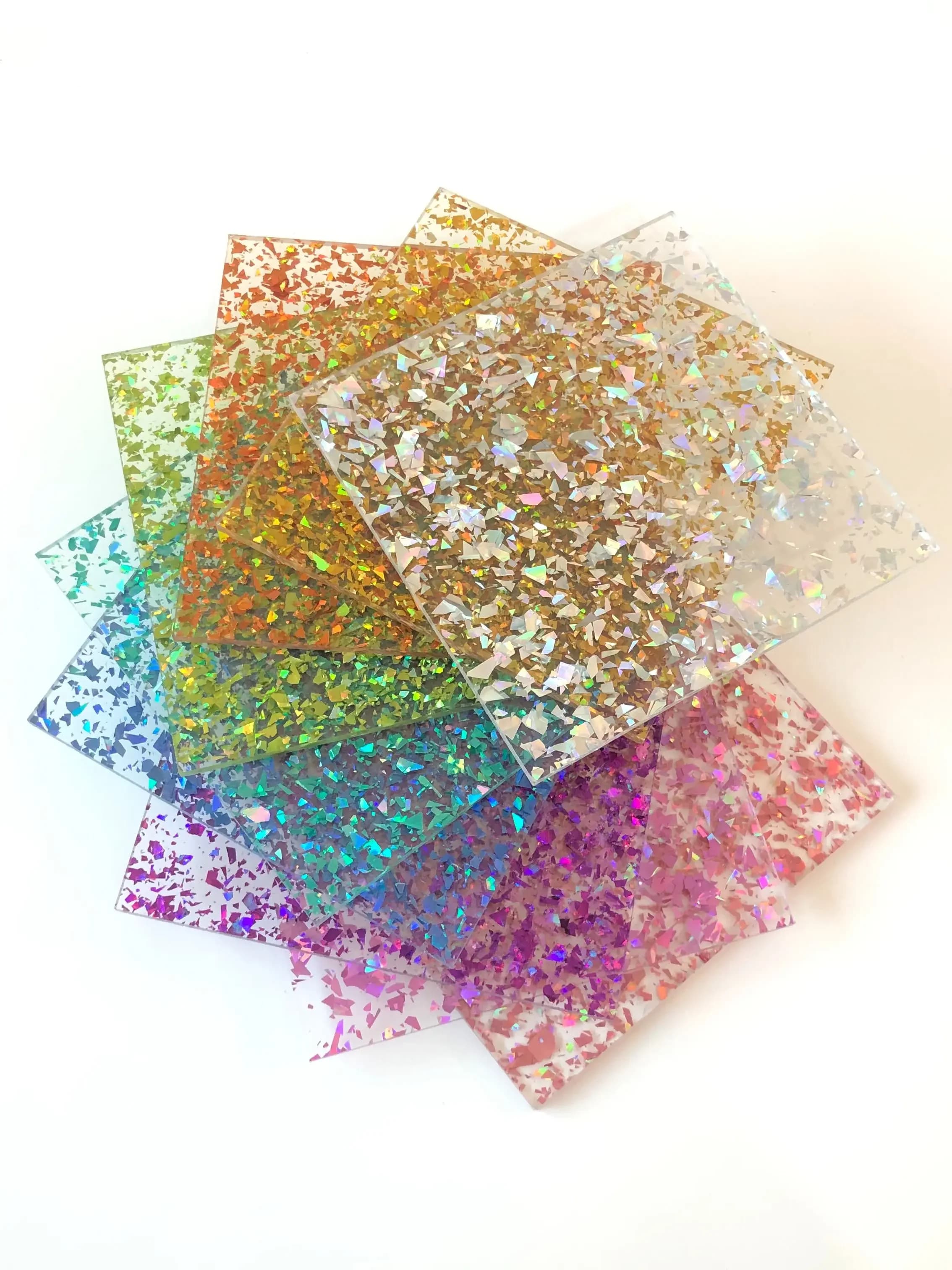 Double Sided Sparkling Irregular Sequin PMMA Panel 3mm,9 Colors for Handmade Jewelry & DIY Craft Decoration