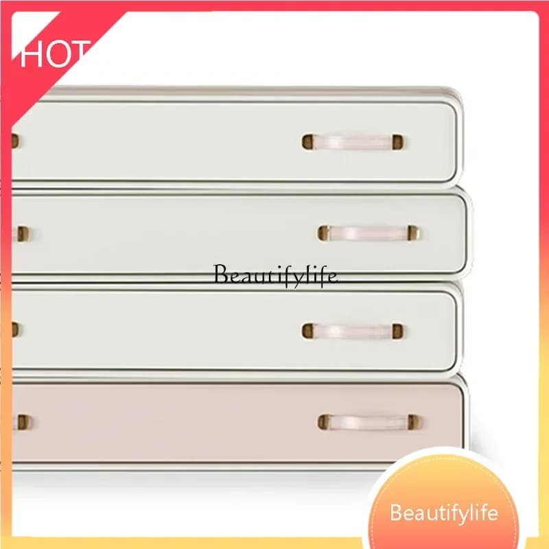New style Modern simple and creative small light luxury bedside table installation-free multi-function rotating double drawer ss