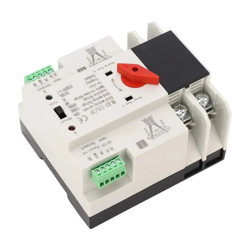 Dual Power Automatic Transfer Switch AC110V 100A 35mm Rail Mounting 2P ATS Generator Transfer Changeover Switch