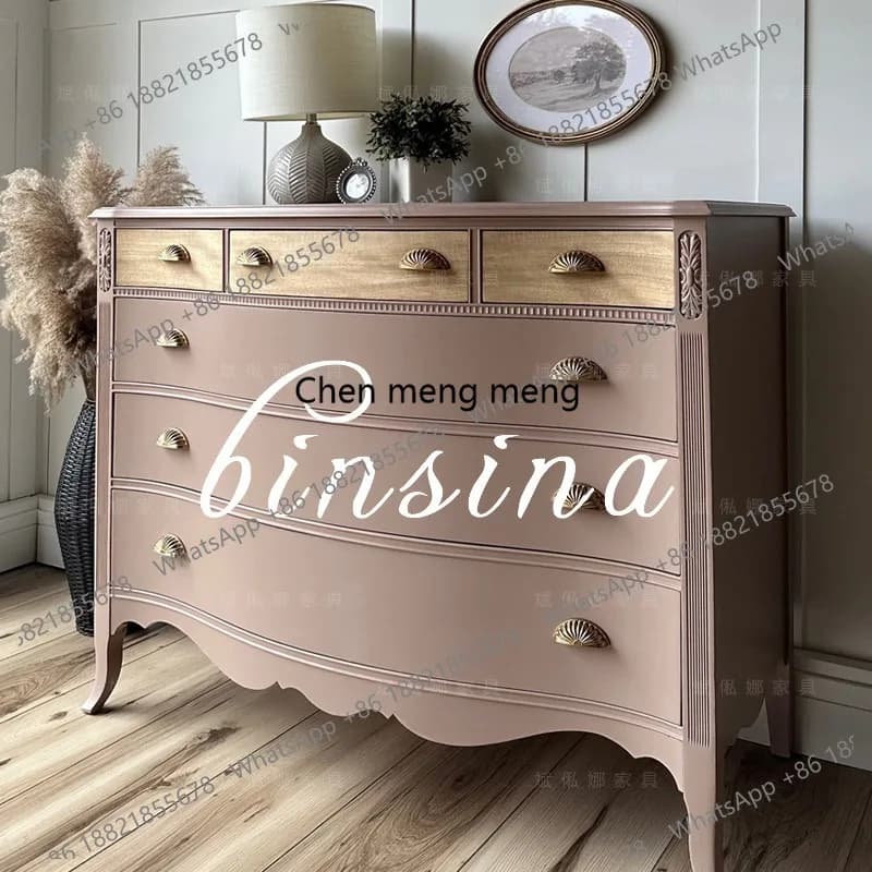 French retro solid wood chest antique bedroom drawer cabinet French antique decorative cabinet