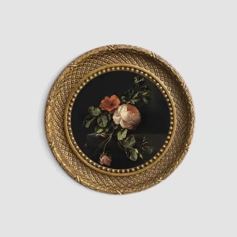 European Round Retro Luxury Niche Carved Photo Frame French Classic Wall Hanging Picture Frame Circular Art Frame Home Decor