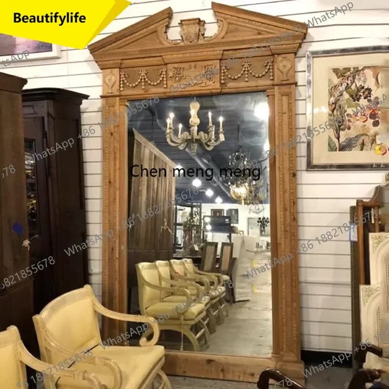 6239 American carved full-body mirror retro floor mirror log Fengbei special-shaped full-length mirror