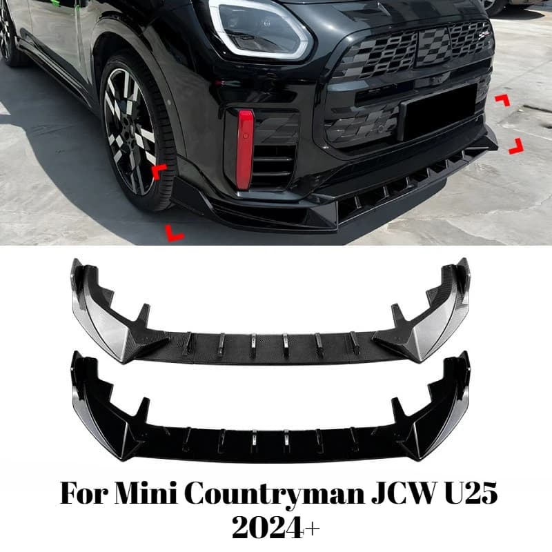 Front Bumper Lip Spoiler For Mini Countryman JCW U25 2024+ Exterior Auto Accessories Car Modification Exterior Decoration Tuning