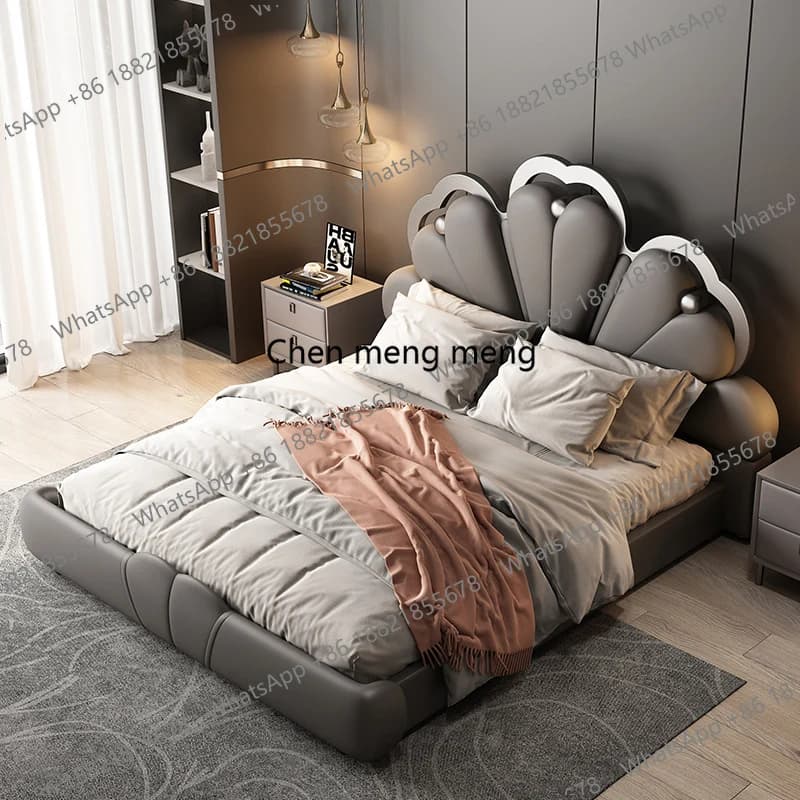 Headboard 1.5m Double Bed Gray Frame Design Twin King Size Double Bed Frame Luxury House Letto Matrimoniale Bedroom Furniture