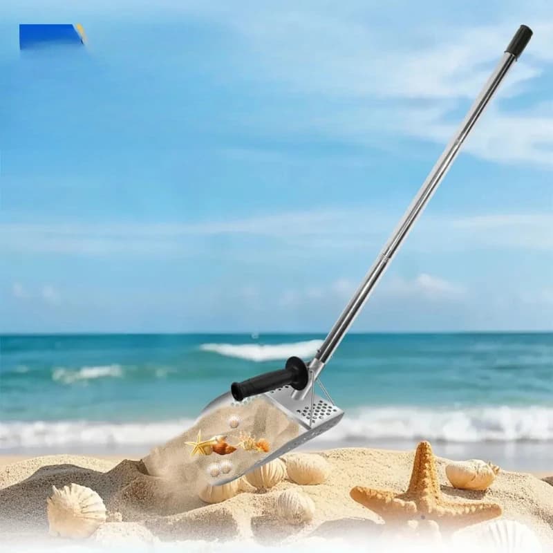 Extended iron sand shovel, heavy-duty long beach shovel, stainless steel metal detector, spoon, long handle, beach treasure hunt